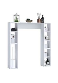 VCM. - Holz Wandregal | Standregal | Überbau WC | Maße: H. 100 x B. 98 x T. 18 cm | 8 Fächer - Tinoli M - weiß