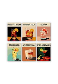 ARTNANAS - ARTNANAS Mini Malen nach Zahlen 6er Set-"Cocktails Pop Art 2"ohne Rahmen in 15*15CM - 