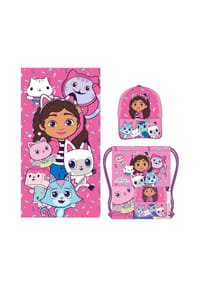 COFI - Gabby’s Dollhouse Handtuch-Set Kinderhandtücher im Beutel für Bad & - Pink 35x20x4 cm