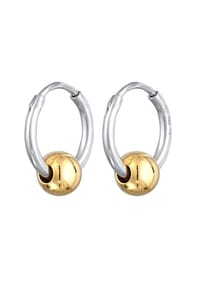 KUZZOÍ - Ohrringe Creolen Kugel 925 Sterling Silber Bicolor - Zweifarbig