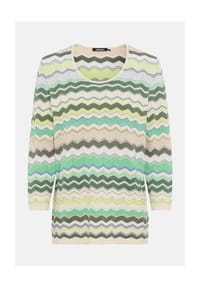 olsen - Pullover mit Zickzack-Dessin und 3/4-Ärmeln - Khaki