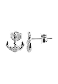 Adelia's - Adelia's Damen Ohrstecker aus poliertem 925 Sterling Silber mit Anker und Zirkonia - Strass - silber