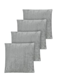Aspero® - 4er Set Kissenbezüge aus Streifen-Flanell 45x45 cm Zarate - Dunkelgrau