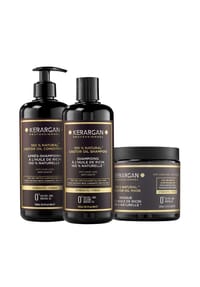 KERARGAN - Anti-Haarausfall Set - Shampoo, Conditioner & Maske Rizinusöl - weiß