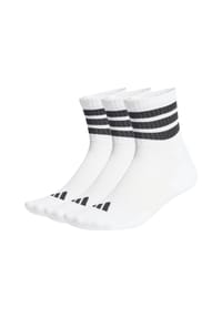adidas - Unisex Quartersocken, 3er Pack - 3-Stripes Cushioned Sportswear Mid-Cut Socks, Logo, Streifen, gepolstert - Schwarz