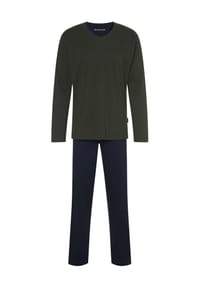 TOM TAILOR - Schlafanzug, V-Ausschnitt, Logo-Badge, für Herren - 332 GREEN DARK