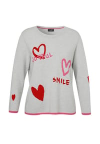 VIA APPIA -DUE- - Pullover mit eingestrickten Jacquard-Herzen - silber melange multi