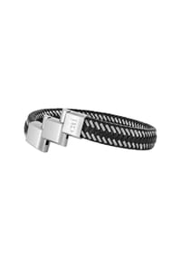 caї - Herren Armband, Leder mit Edelstahl - SCHWARZ/SILBER