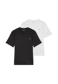 Marc O'Polo - Herren T-Shirt, 2er Pack - Small-Logo, Regular Fit, Baumwolle, uni - Blau/Weiß