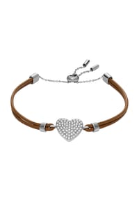 FOSSIL - SADIE Damen Armband, Edelstahl/Leder - 9999 BRAUN