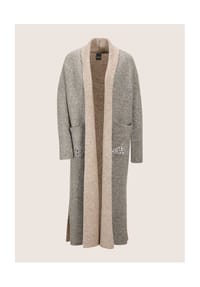 MADELEINE - Doubleface-Mantel mit Schalkragen - steingrau / beige / melange