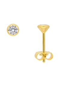 Adelia's - Damen Gold Schmuck 585 Gold Ohrringe  Ohrstecker mit Zirkonia Ø 4 mm - gold