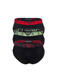 EMPORIO ARMANI - Herren Slips 3er Pack - BOLD MONOGRAM, Briefs, Stretch Cotton - Schwarz