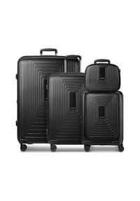 REDOLZ Essentials 14 - Essentials 14 4-Rollen Kofferset + Beautycase 4 tlg. mit Dehnfalte + Laptopfach - aubergine metallic
