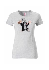 LOGOSHIRT® - New Girls T-Shirt Der Kleine Maulwurf - Juhu - grey-melange