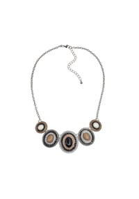 Steuer Modeschmuck - Collier Metall Glasstein - silber