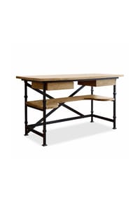 LOBERON - Schreibtisch Glenwood antikbraun/schwarz - antikbraun/schwarz
