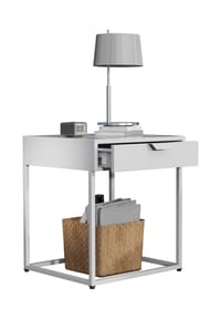 VCM. - Nachtschrank | Beistelltisch | Nachttisch |  Maße ca. H. 50 x B. 43 x T. 41 cm - Flokas S - Weiß