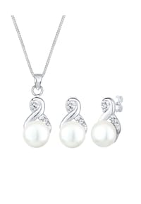 elli. - Schmuckset Infinity Perlen Kristalle 925 Silber - Silber