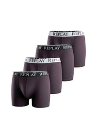 REPLAY - Herren Boxer Shorts, 4er Pack - Trunks, Cotton Stretch - Blau/Schwarz