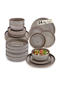 SÄNGER Steingut Geschirrserie Kairo Graphit - Kairo Graphit - Grau, Braun-Tafelservice Kairo Graphit 18 teilig