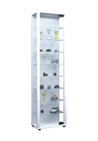 VCM. - Glasvitrine stehend | Vitrine Glas mit ESG-Sicherheitsglas | Maße ca. H. 115 x B. 33 x T. 18 cm | Standvitrine Glas | Modern und platzsparend | Glas Vitrinenschrank – Edana Maxi - 