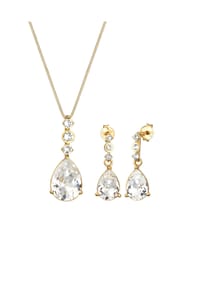 elli. PREMIUM - Schmuckset Tropfen Weiß 925 Silber, Mit Kristallen Von Swarovski® - Silber