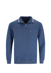 hajo - Pullover Unifarbener Troyer Stay-Fresh mit Stehkragen, Zipper und praktischer Brusttasche - blau
