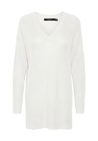 VERO MODA® - Strickpullover, tiefer Schulteransatz, V-Ausschnitt, für Damen - SNOW WHITE