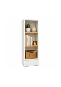 VCM. - Bücherregal für Aktenordner, Büroregal mit 3 Fächern, 38 x 114 x 52 cm, Standregal für Büro und Homeoffice - Dilos - Weiß / Honig-Eiche