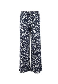 ROADSIGN® australia - Damen Wellnesshose Midnight Bloom mit floralem Allover Muster, aus weicher Viskose, mit geradem Bein, angenehm luftig im Alltag - blau/weiss