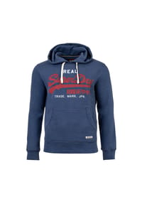 Superdry. - Herren Hoodie - Vl Classic Hood, Logo, Baumwoll-Mix, einfarbig - Blau