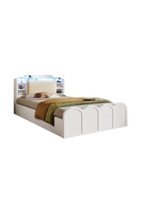 KOMHTOM - Plattformbett 90/200 cm, Multifunktionale, Weiß - Weiß- 90/200 cm