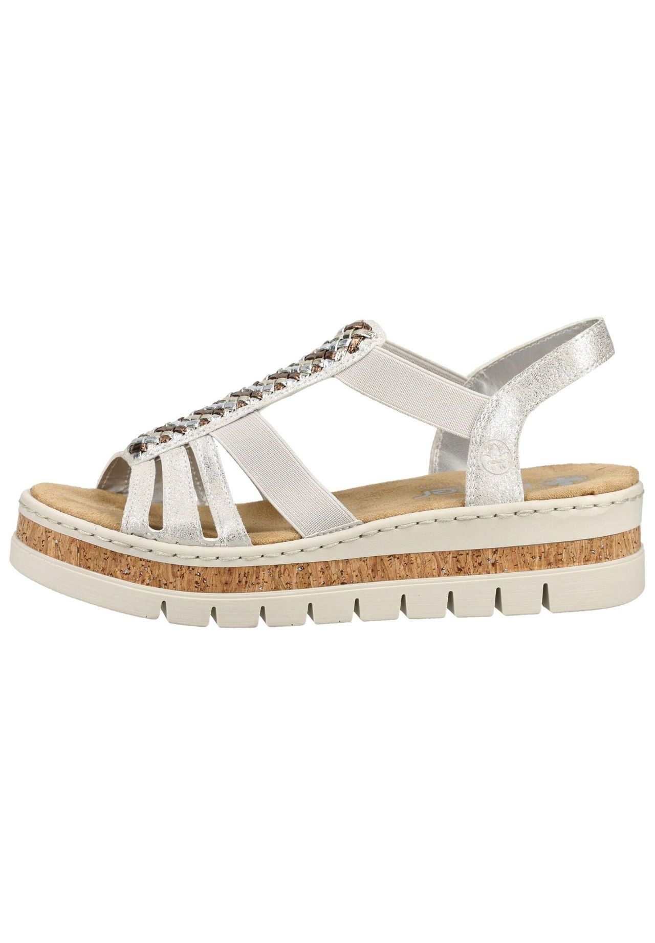 Rieker Sandalen V4918-90, Keilabsatz, FüR Damen, Silber, 39