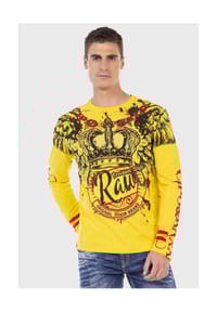 CIPO & BAXX® - Langarmshirt mit großem Print - BLACK