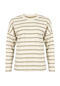 ROADSIGN® australia - Damen Sweatshirt Ease Basic-Shirt aus Jacquard mit Streifen - ecru/braun