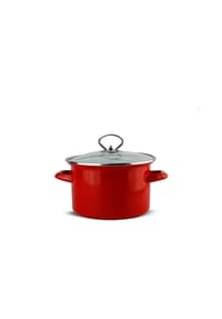 SCHÄFER ELEKTRONIK - Kochtopf Metallic Red 20 cm – Robust, Induktionsgeeignet & Spülmaschin - Rot 20 x 12 cm