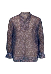 BETTY BARCLAY - Chiffonbluse mit Animalprint - Blau/Braun