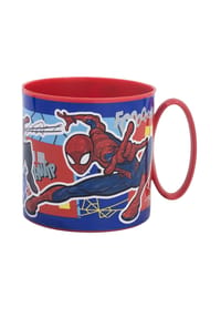 MARVEL - Spiderman Becher Mikrowellengeeigneter Kunststoffbecher 390?ml – Motiv - Rot 9x8x11cm
