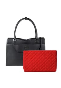 SOCHA BUSINESS BAGS DIAMOND PREMIUM - Laptoptasche elegant 15.6 Zoll für Damen, feinstes Leder, robust, Vollausstattung - schwarz