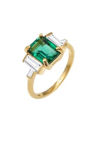 elli. PREMIUM - Ring Cocktail Quartz Topas Edelstein 925 Silber Vergoldet - Blau