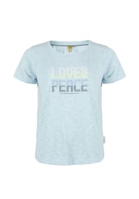 ROADSIGN® australia - Damen T-Shirt Blue Ease mit Schrift-Print, aus reiner Baumwolle, weich auf der Haut, perfekt für Casual-Styles - hellblau