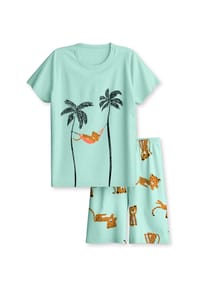 CALIDA - Kinder Kurz-Pyjama Toddlers Animals - icy mint