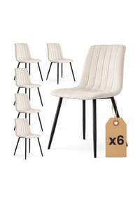 Akord - Livo Gesteppte Esszimmerstühle aus Samt, 6er-Set - beige