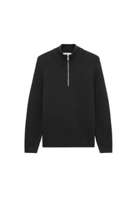 Marc O'Polo DENIM - Herren Troyer-Strickpullover - Knit Pullover Longsleeve, Zip-Kragen, Regular Fit, Grobstrick, Baumwolle - Schwarz