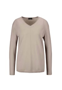 GOLDNER - Kurzgröße:  Basicpullover mit V-Ausschnitt - aqua