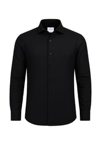 Vercate - Leinenhemd, Langarm, schwarz - Braunbeige
