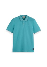 SCOTCH & SODA - Herren Polo - Melange Regular Fit Polo, Kurzarm, Baumwolle, einfarbig - Blau