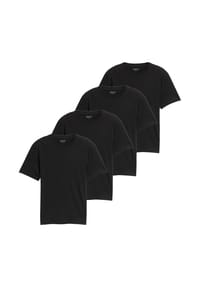 TOM TAILOR - Herren T-Shirt, 4er Pack - Crew Neck Tee, Rundhals, Regular Fit, Baumwolle - Schwarz