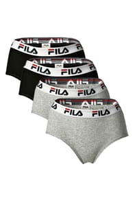 FILA - Damen Hipster - 4er Pack Slip, Logo-Bund, Cotton Stretch, einfarbig - Schwarz